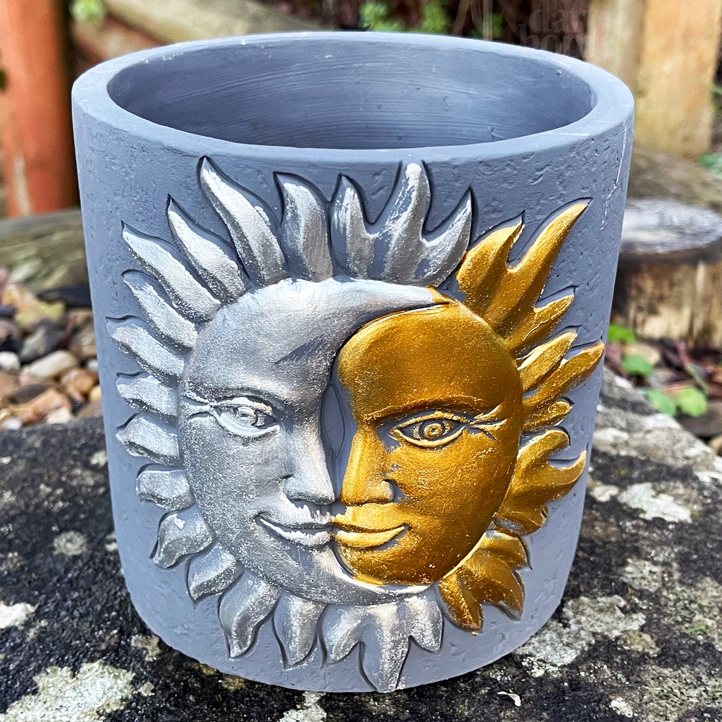 Cement Sun & Moon Planter