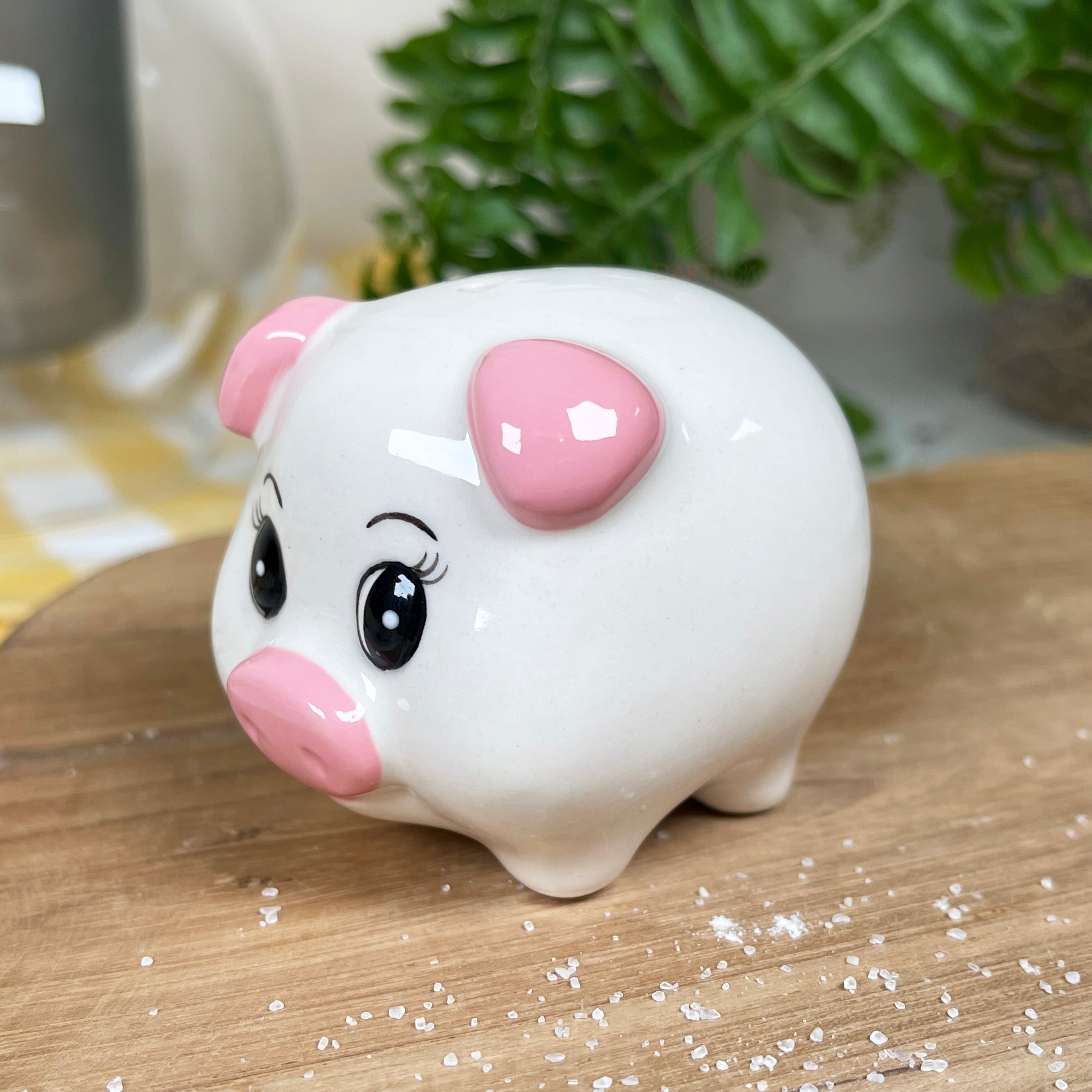 Ceramic White Pig Novelty Salt And Pepper Shakers Set