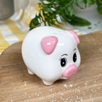 Ceramic White Pig Novelty Salt And Pepper Shakers Set