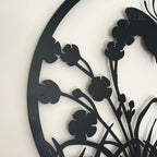 Black Floral Butterfly Garden Wall Art 50cm