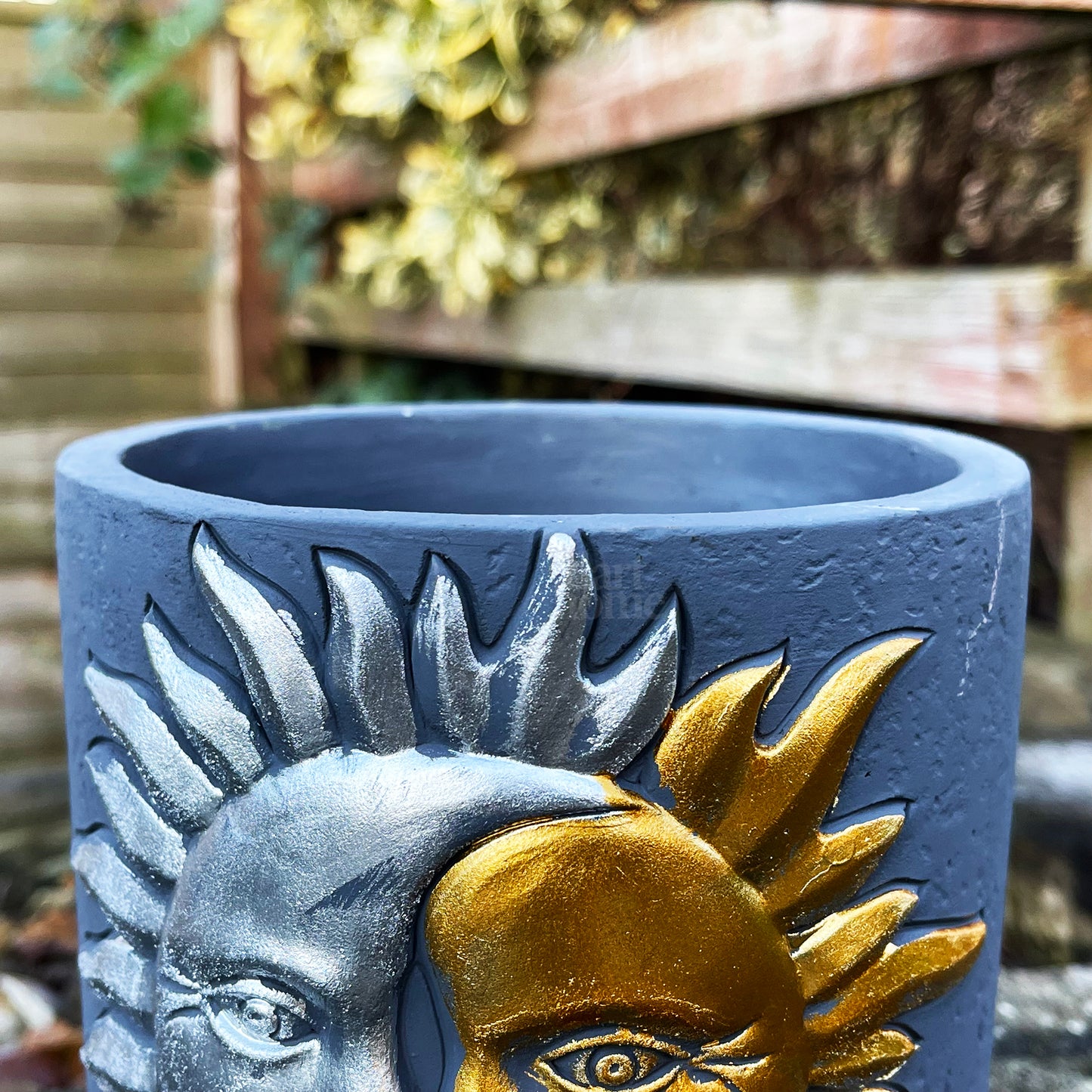 Cement Sun & Moon Planter