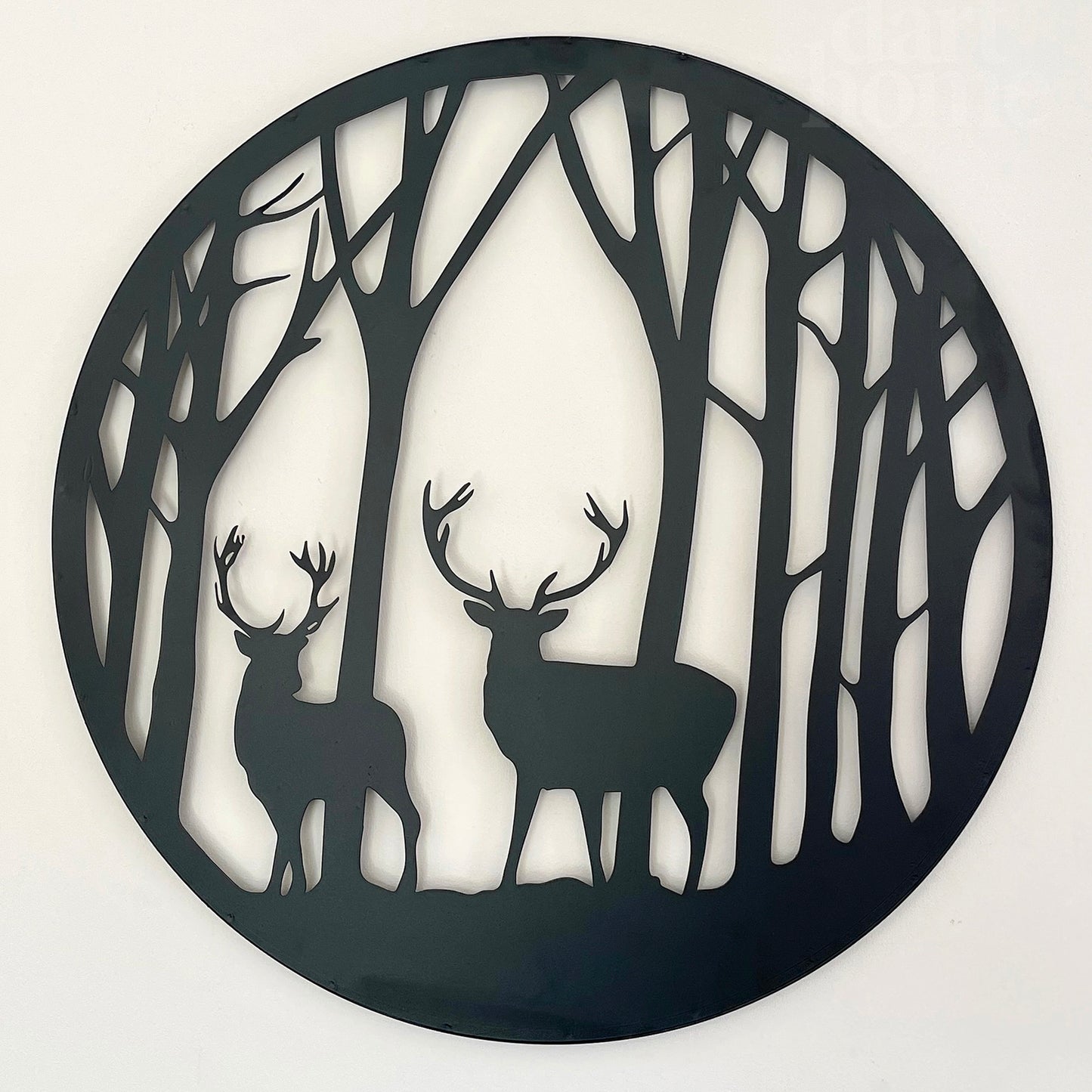 Black Stags In Forest Silhouette Wall Art