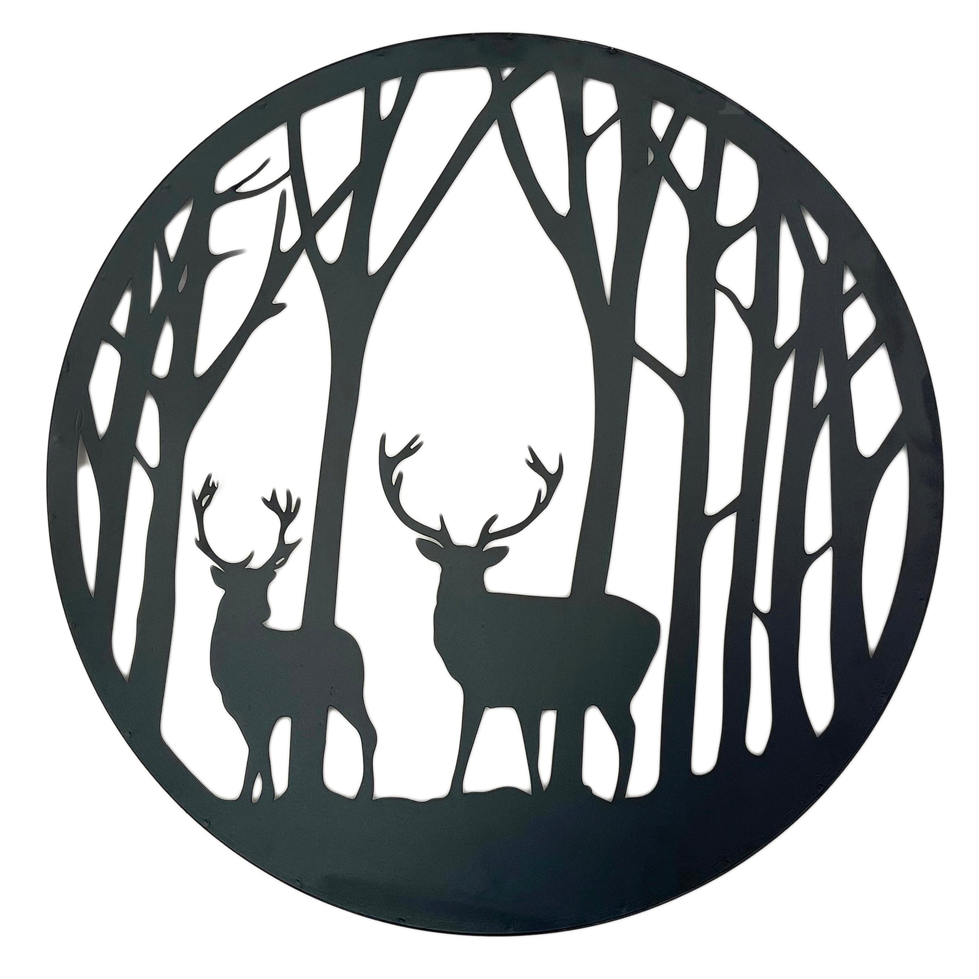 Black Stags In Forest Silhouette Wall Art