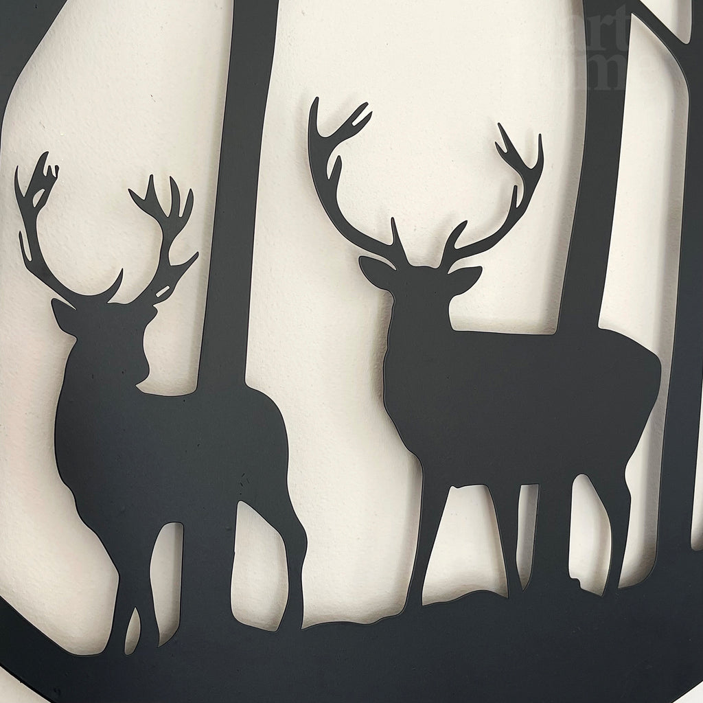 Schwarze Hirsche im Wald Silhouette Wandkunst