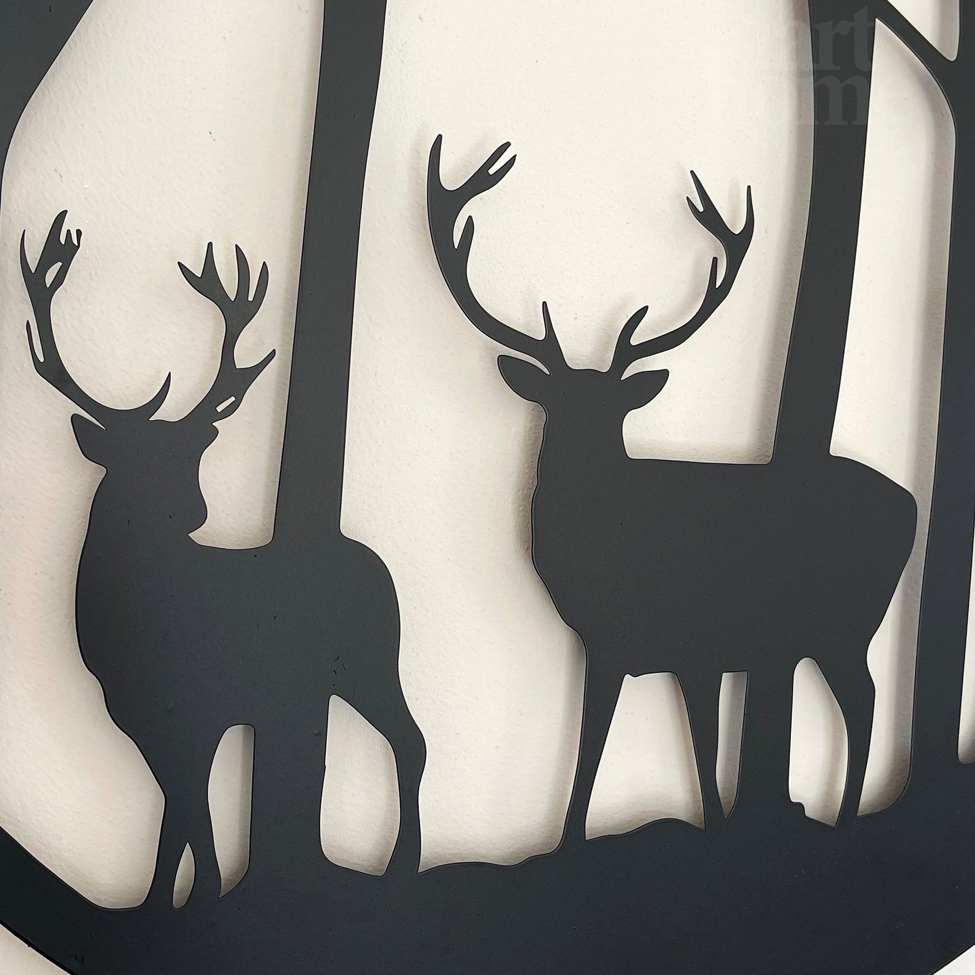 Black Stags In Forest Silhouette Wall Art