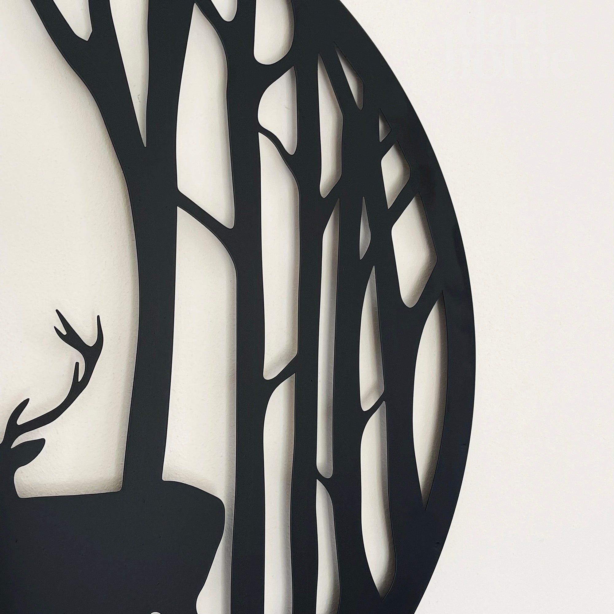Black Stags In Forest Silhouette Wall Art