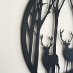 Schwarze Hirsche im Wald Silhouette Wandkunst