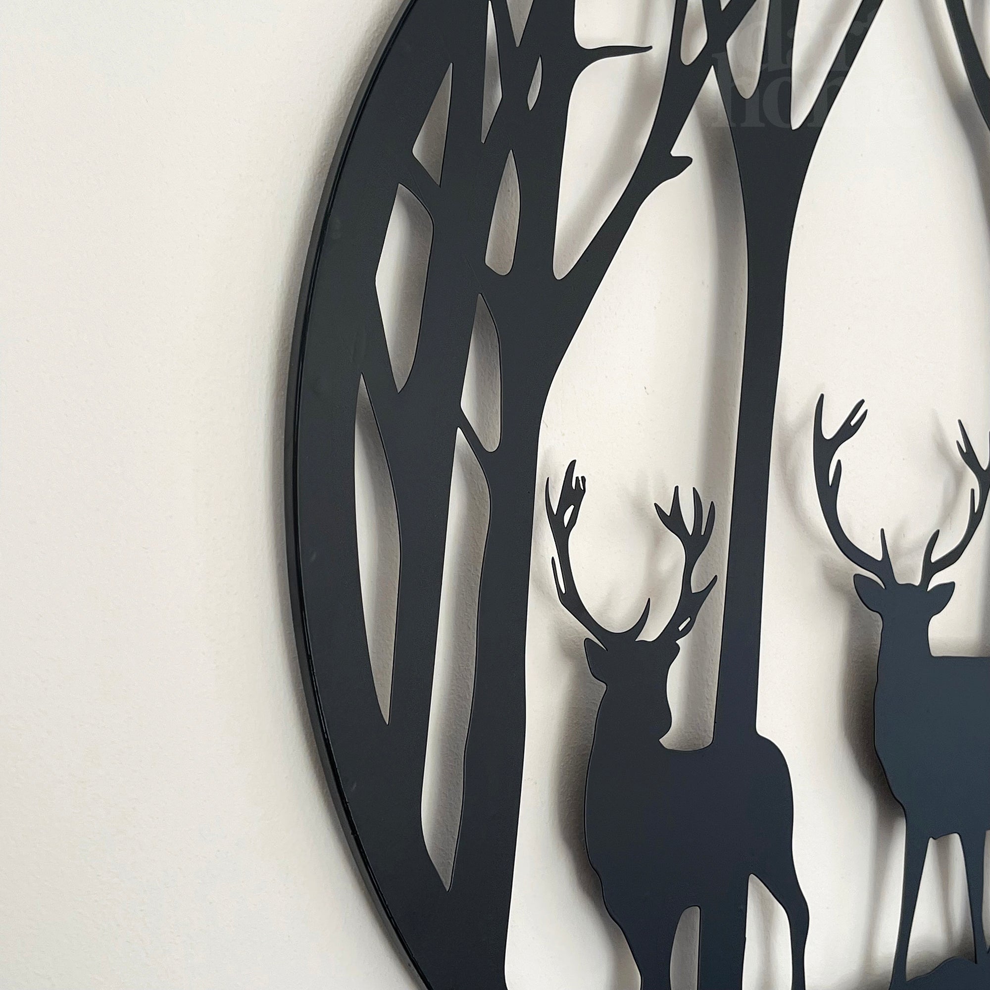 Black Stags In Forest Silhouette Wall Art