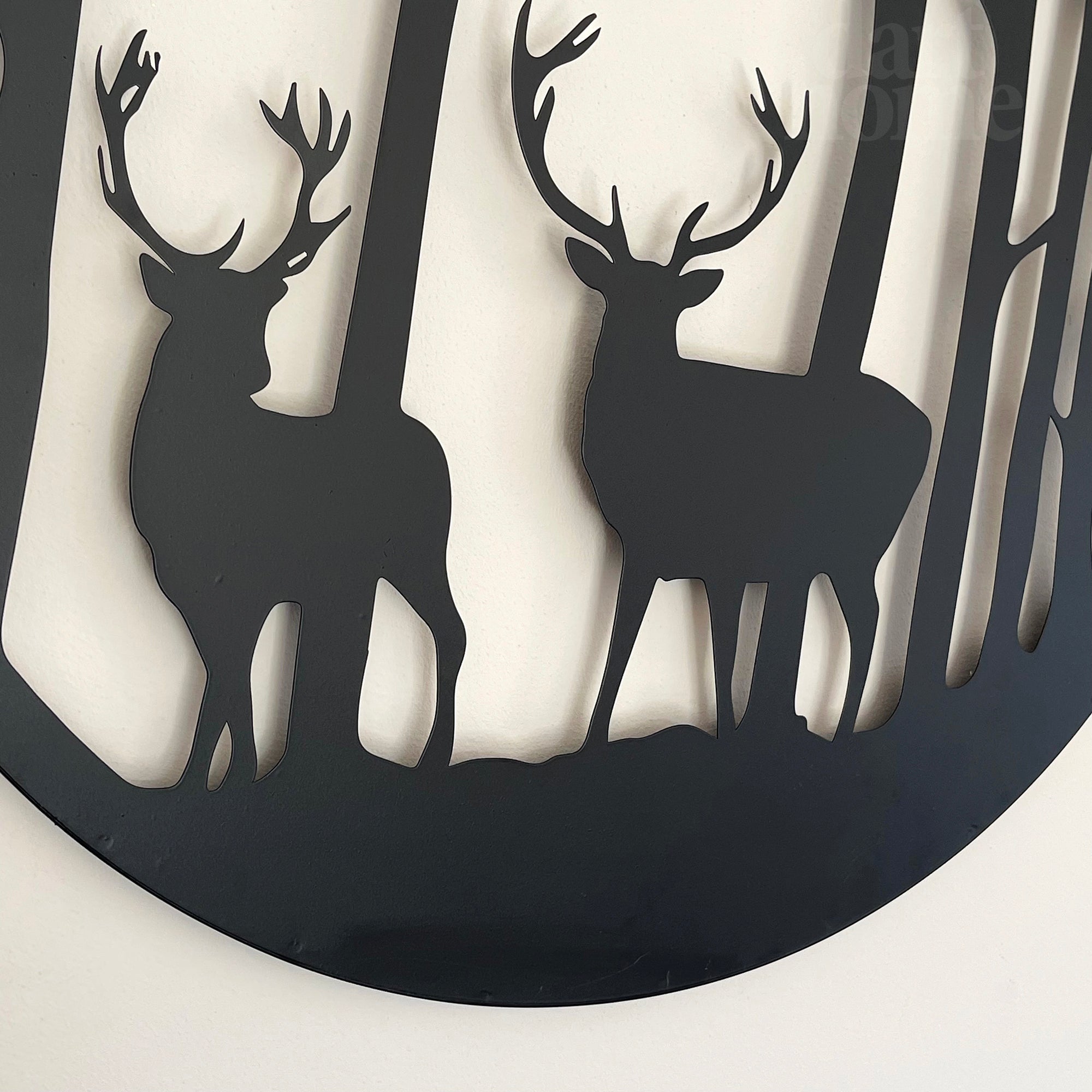 Black Stags In Forest Silhouette Wall Art