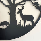 Black Silhouette Tree Deer Wall Art