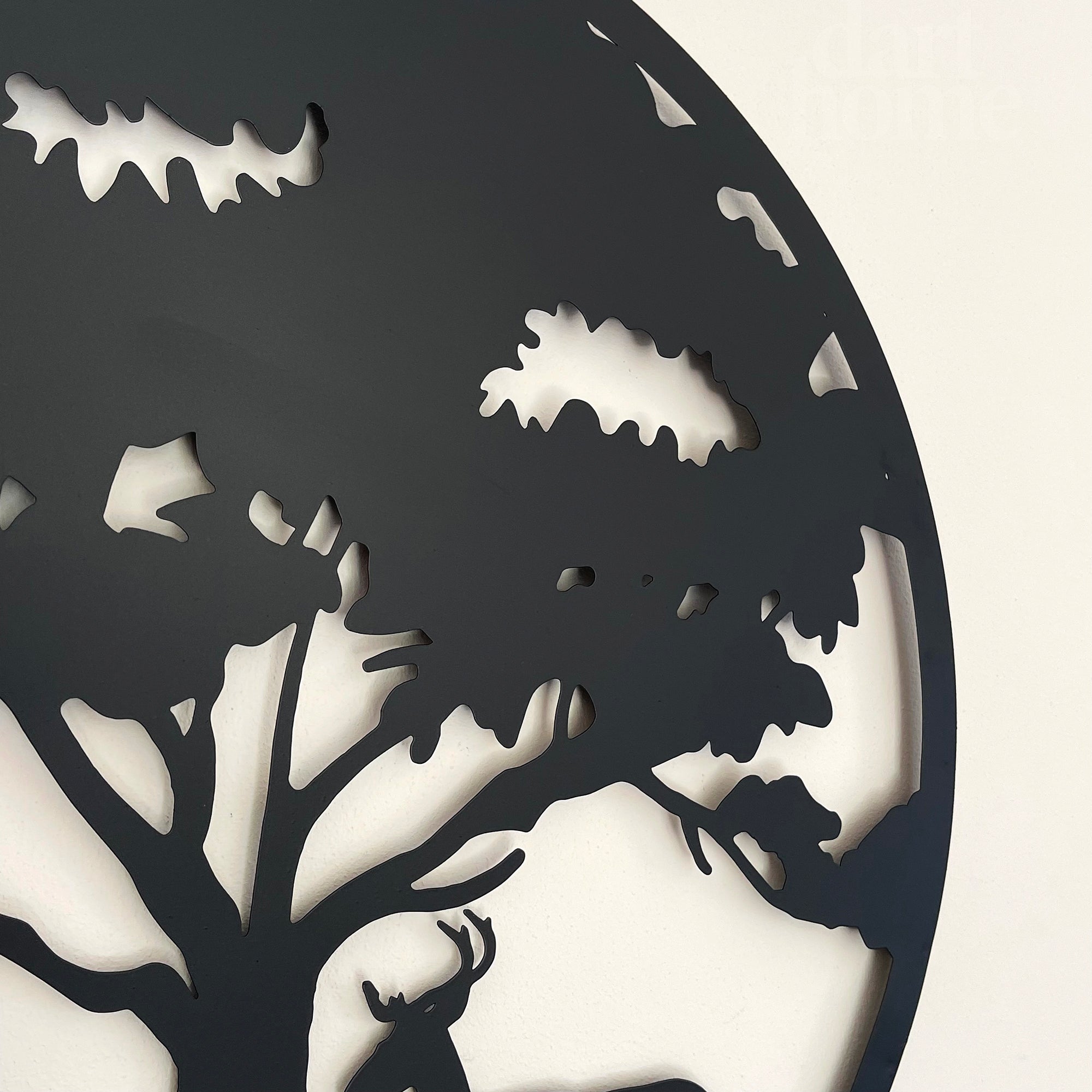 Black Silhouette Tree Deer Wall Art