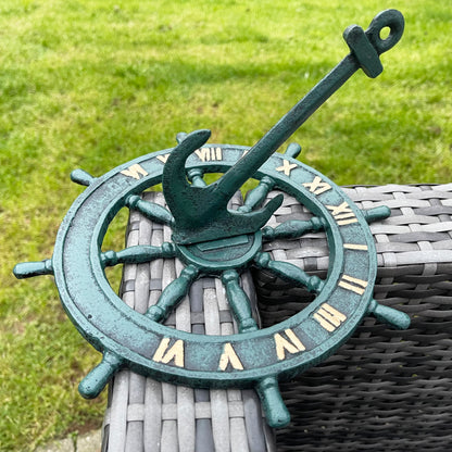 Cast Iron Anchor & Ships Sail Garden Sundial 24cm