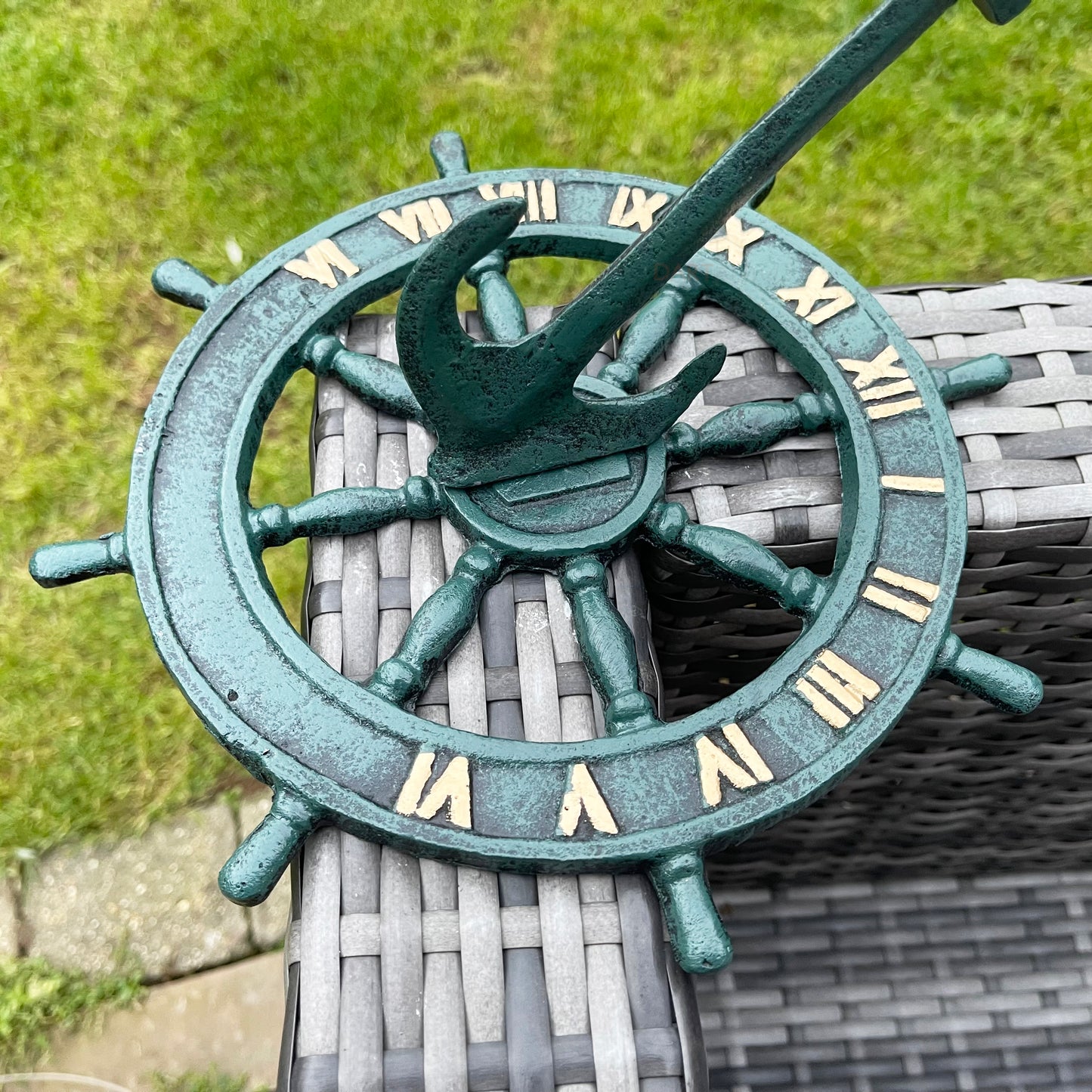 Cast Iron Anchor & Ships Sail Garden Sundial 24cm