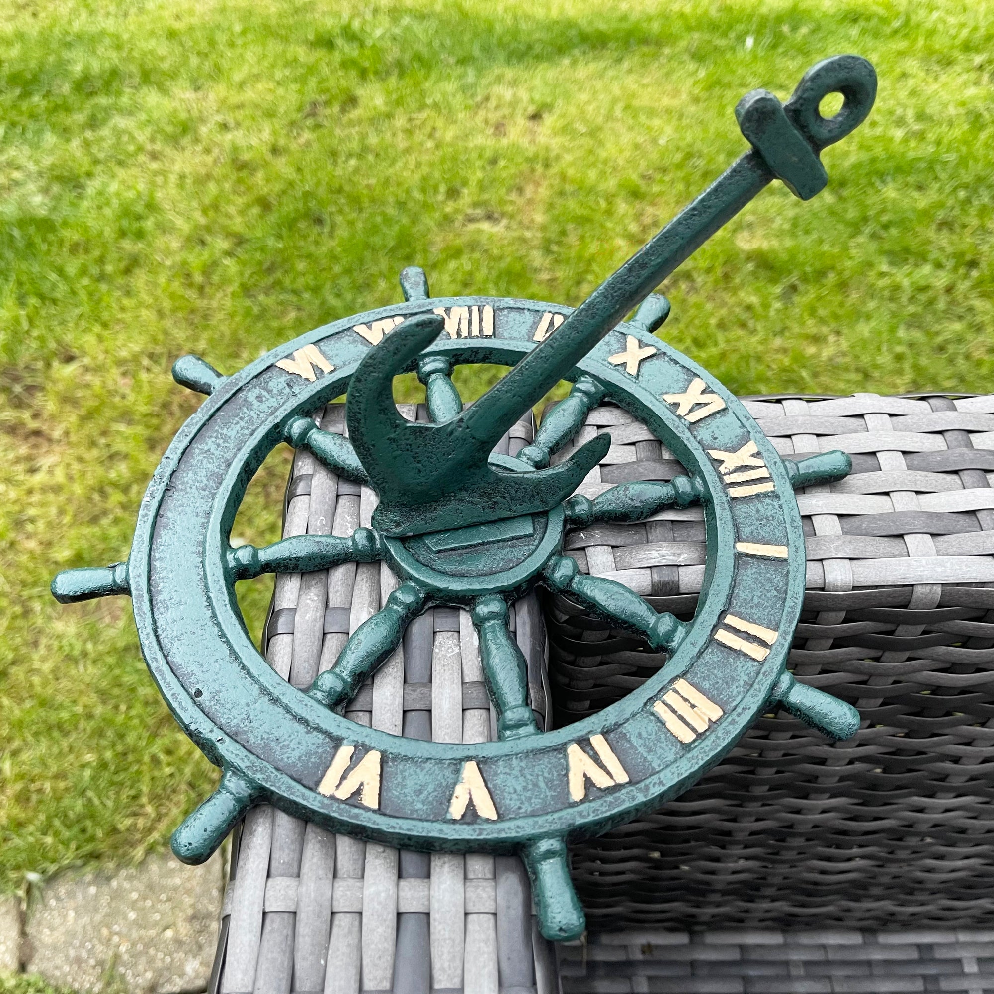 Cast Iron Anchor & Ships Sail Garden Sundial 24cm