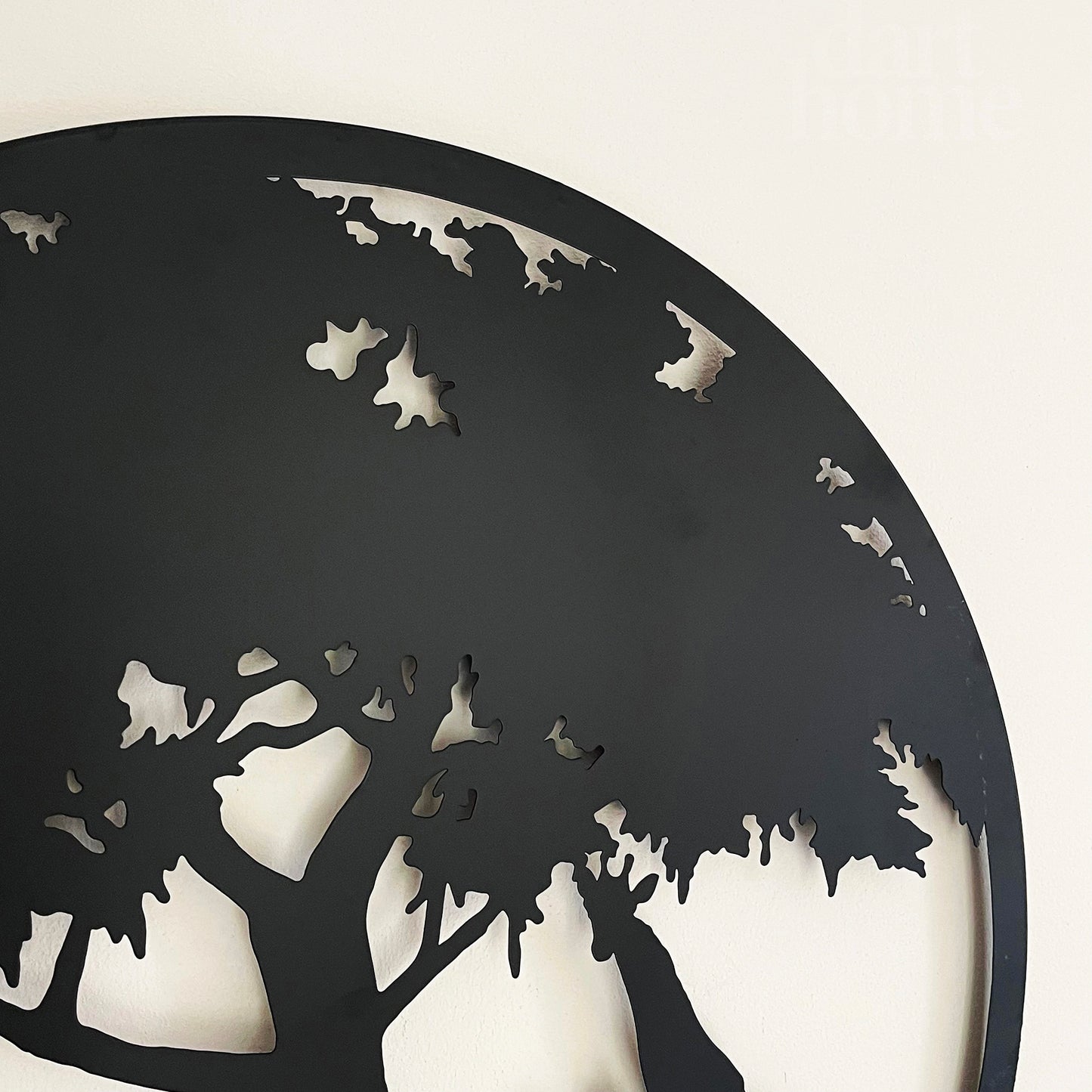 Black Metal Round African Savanna Wall Art 50cm