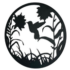 Black Floral Hummingbird Silhouette Wall Art