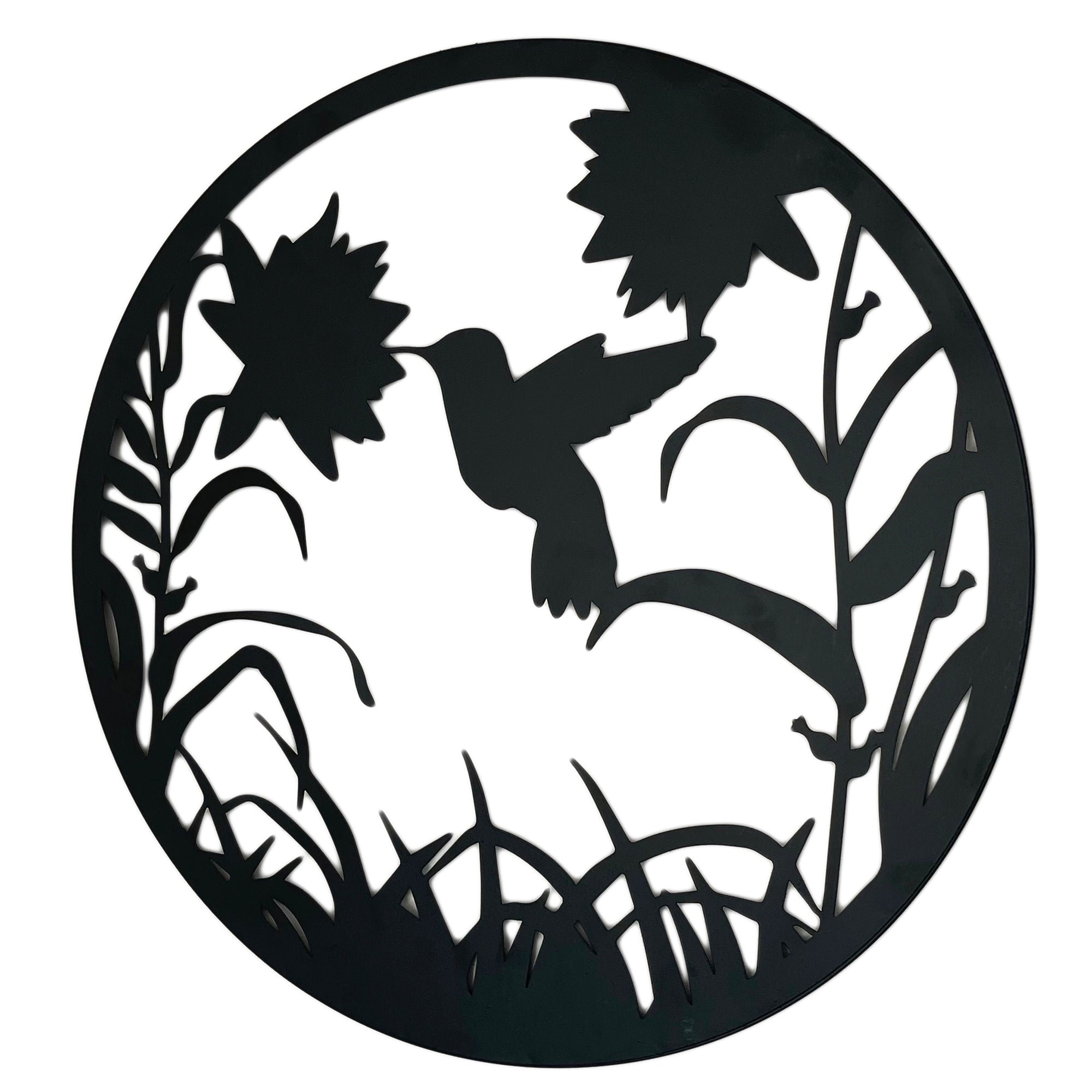 Black Floral Hummingbird Silhouette Wall Art