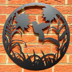 Black Floral Hummingbird Silhouette Wall Art