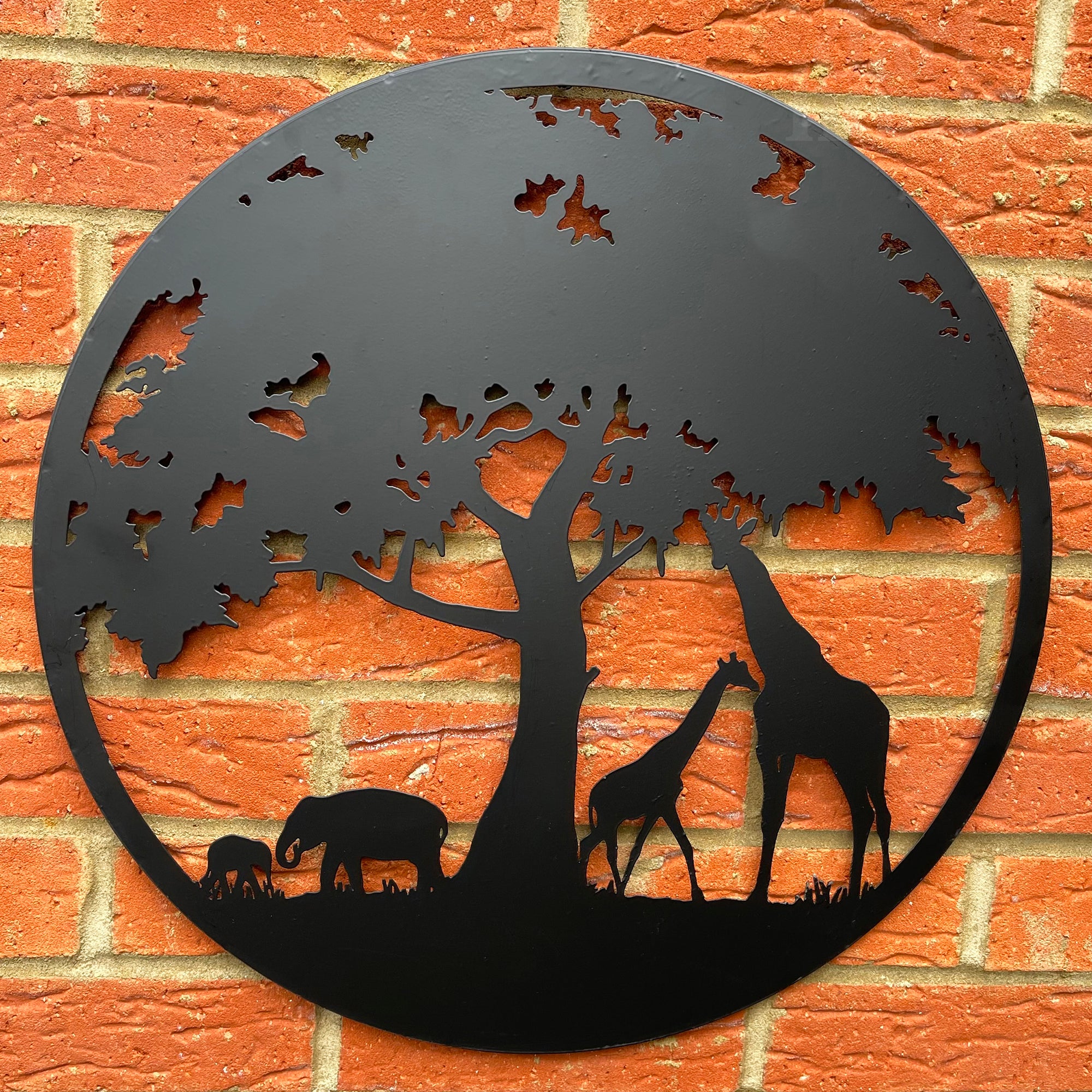 Black Metal Round African Savanna Wall Art 50cm – Darthome Limited