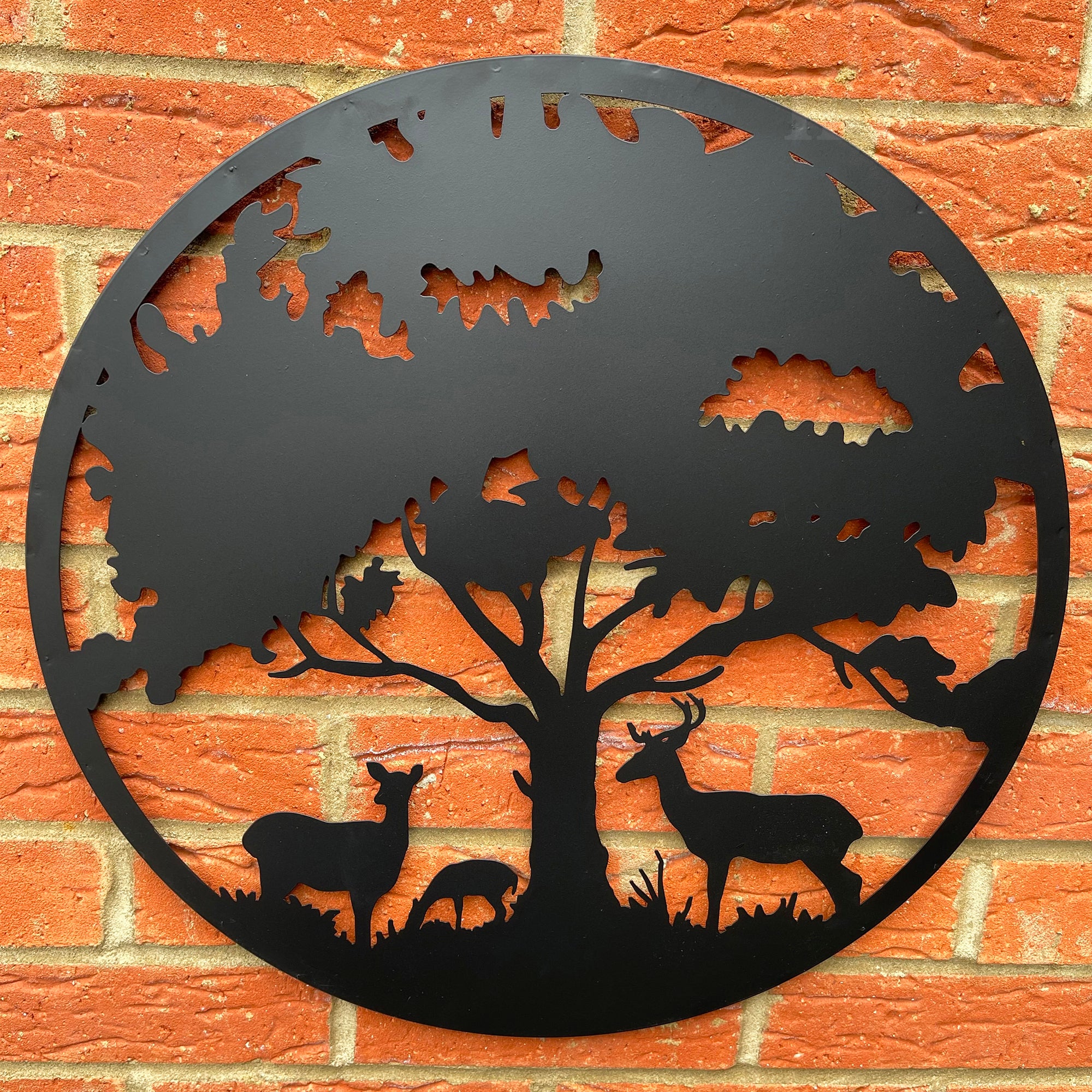 Black Silhouette Tree Deer Wall Art