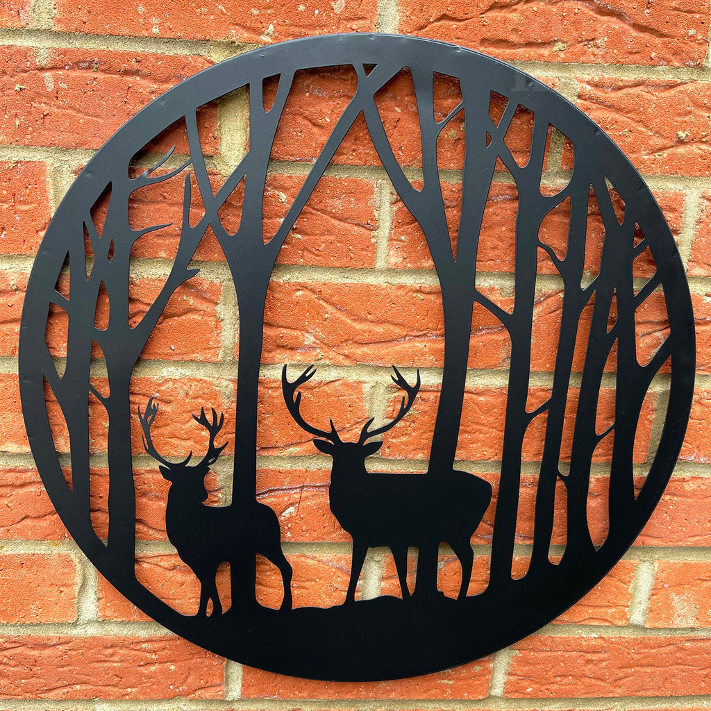 Schwarze Hirsche im Wald Silhouette Wandkunst