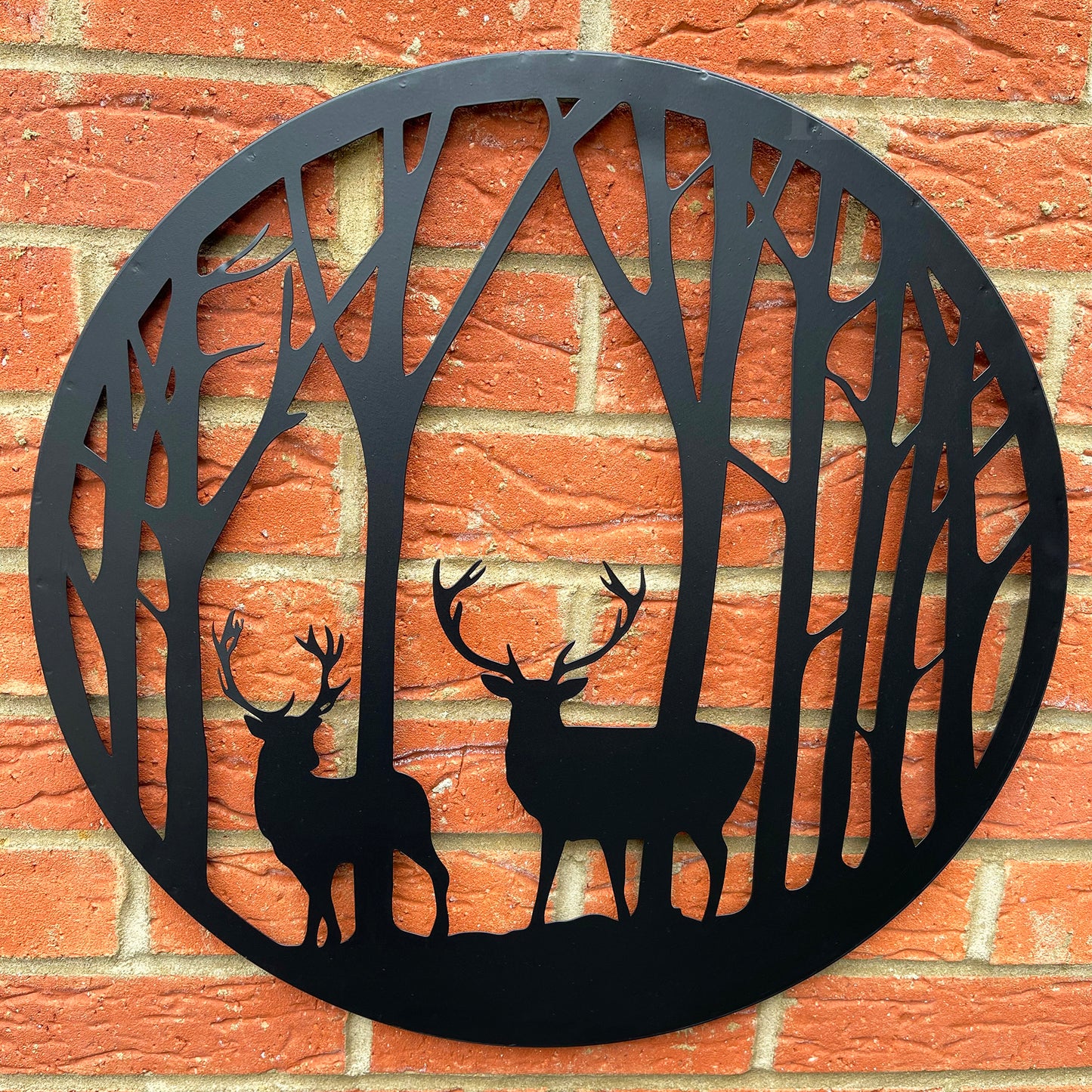 Black Stags In Forest Silhouette Wall Art