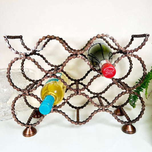 Large Recycled Bike Chain 13 Bottle Wine Rack