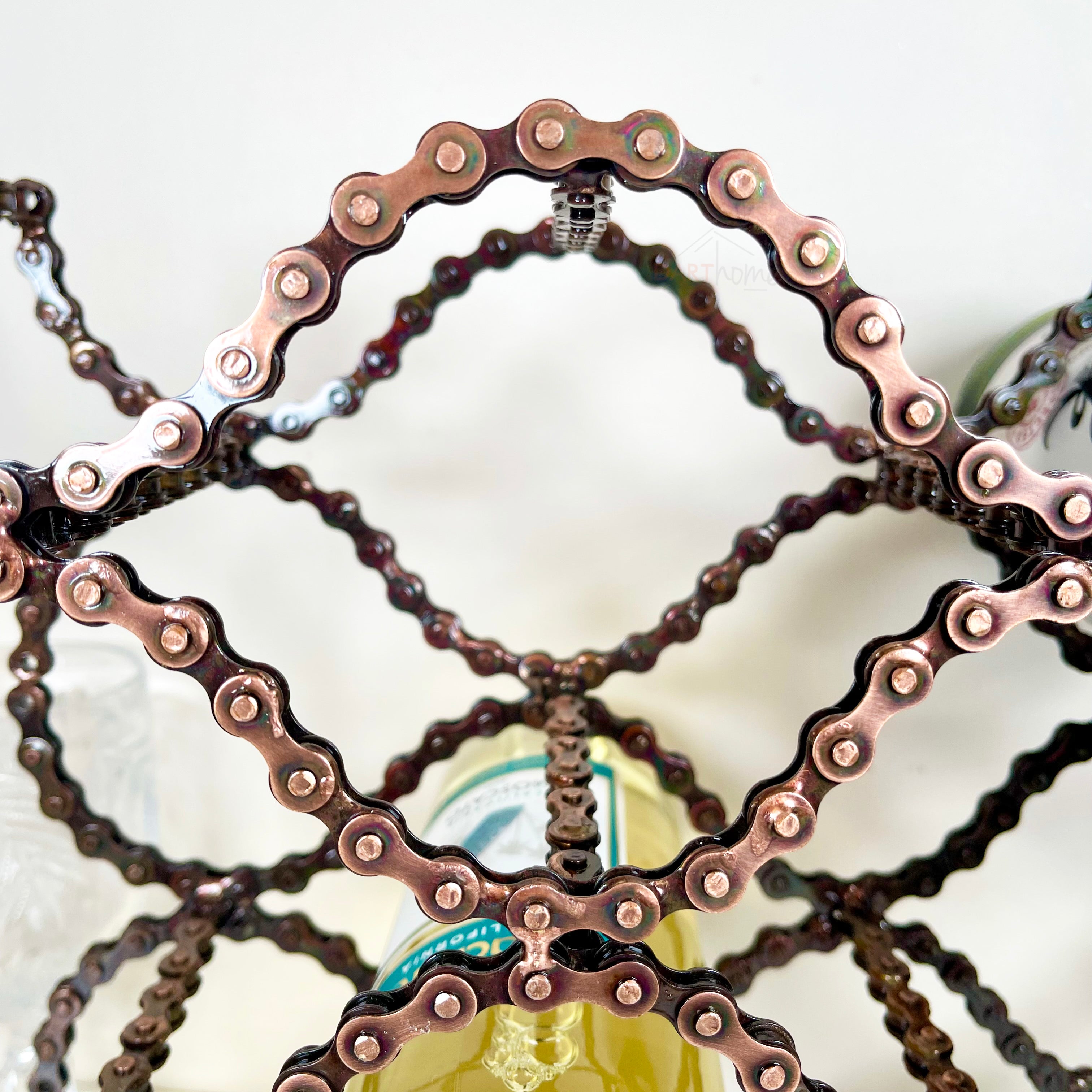 Large Recycled Bike Chain 13 Bottle Wine Rack