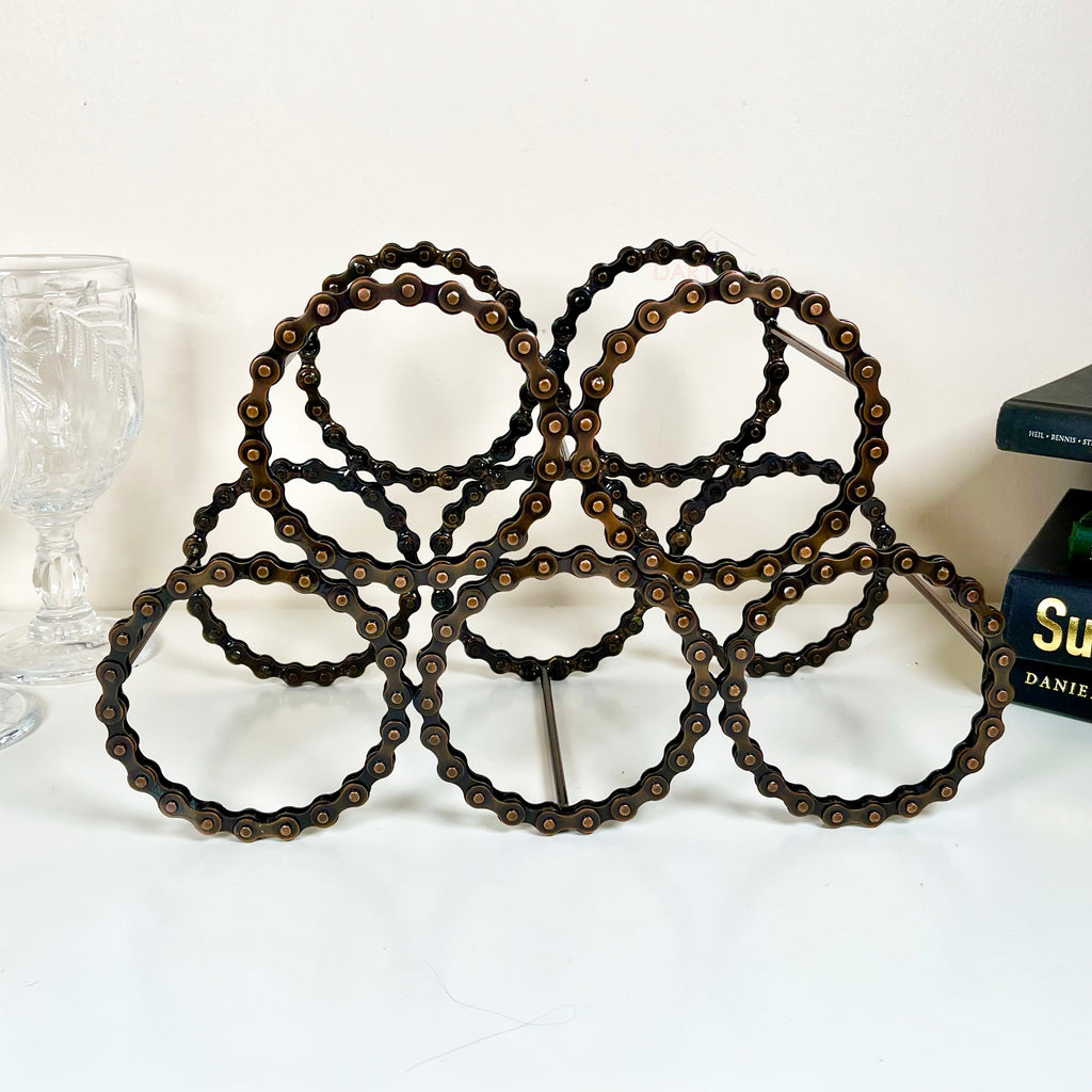 Recycled Bike Chain 5 Bottle Wine Rack
