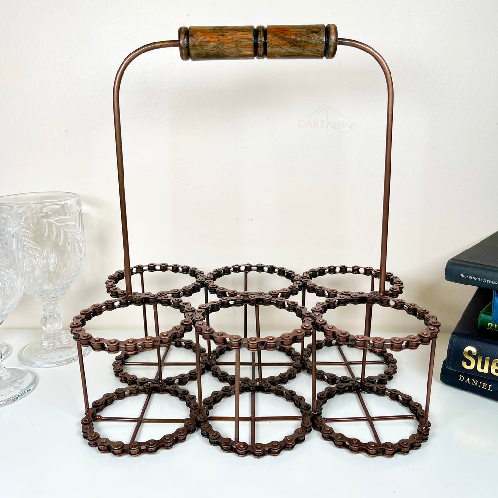 Recycled Bike Chain Wine Bottle Carrier