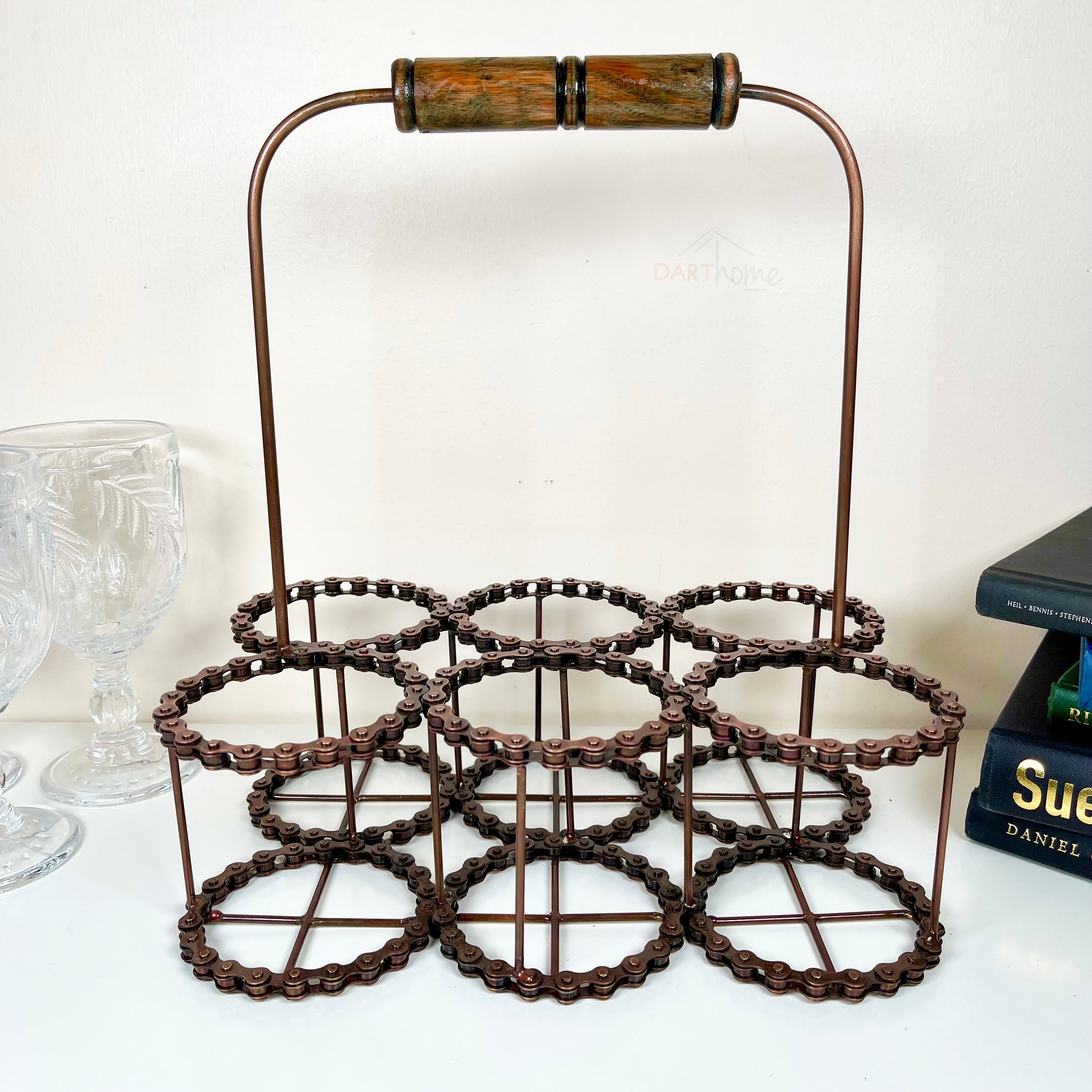 Recycled Bike Chain Wine Bottle Carrier