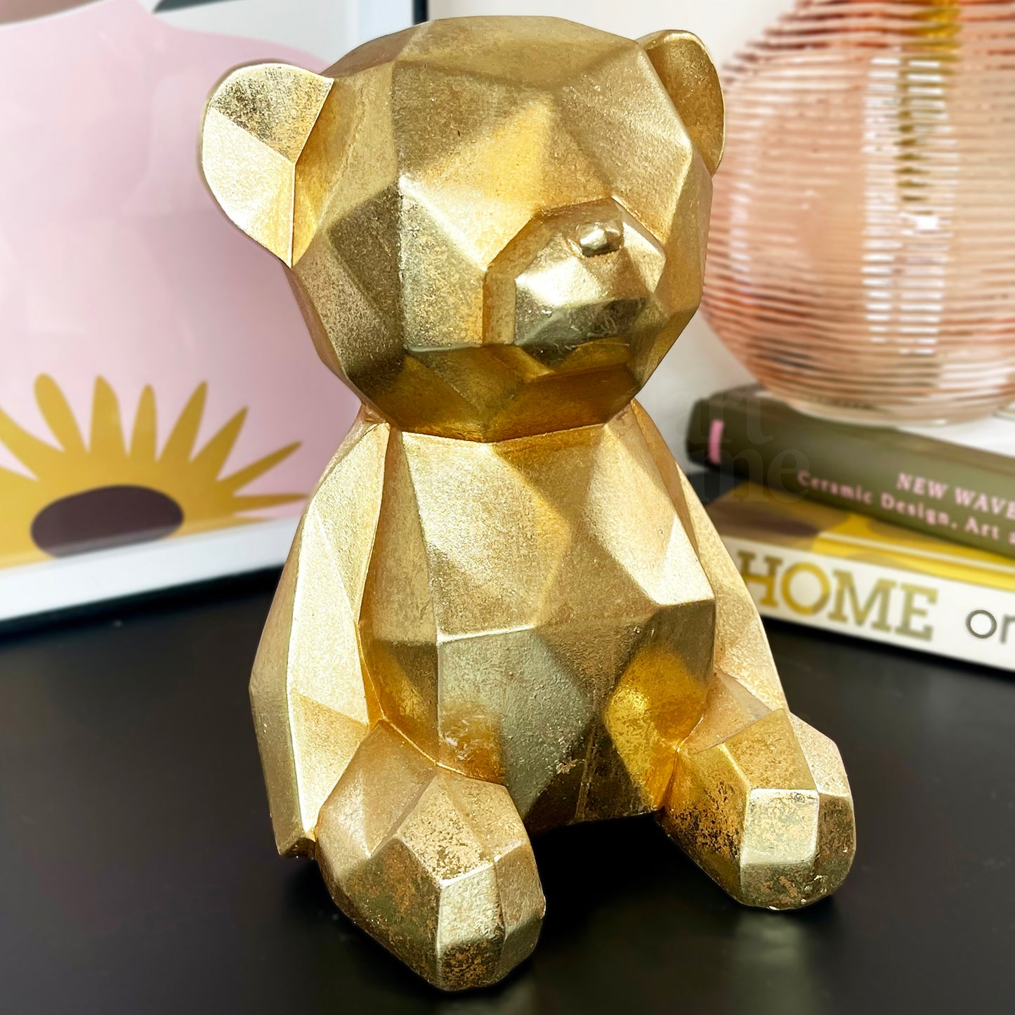 Gold Geometric Bear Ornament