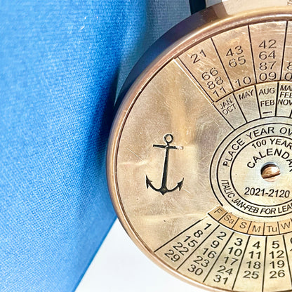 Vintage Nautical Brass 100 Year Calendar 2021-2120