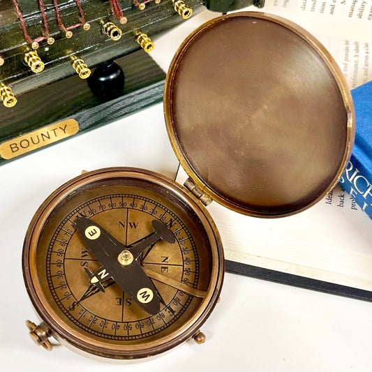 Vintage Brass Spitfire Compass W/ Engraved Lid