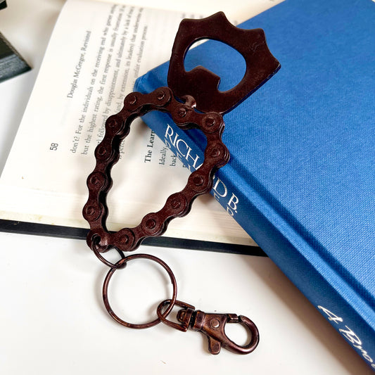 Recycled Metal Bike Chain Bottle Opener Key Ring