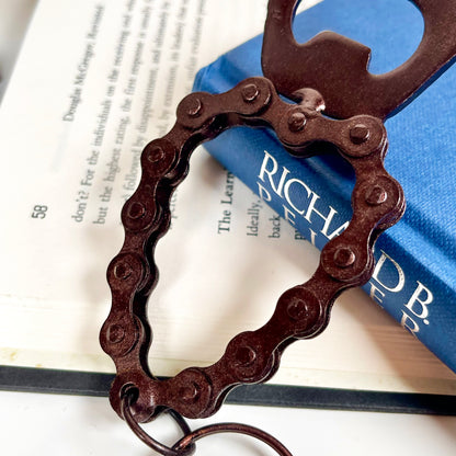 Recycled Metal Bike Chain Bottle Opener Key Ring