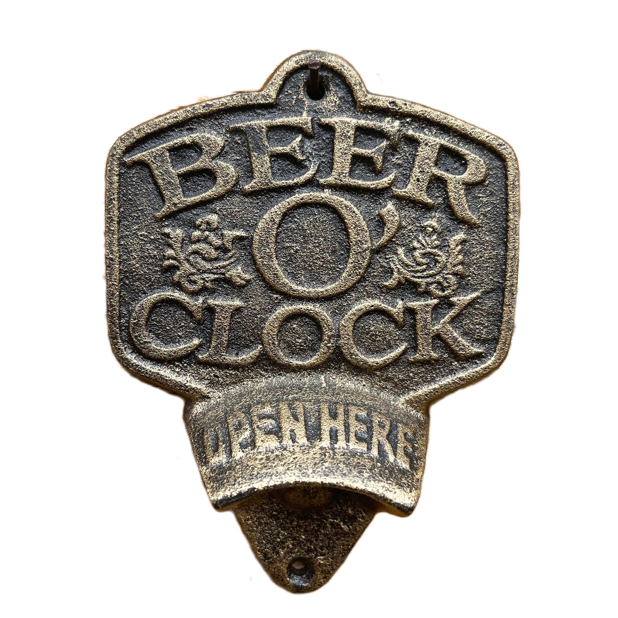 Bier-O'Clock-Flaschenöffner aus Gusseisen