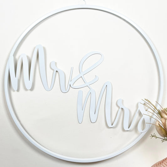 White Metal Mr & Mrs Wall Sign