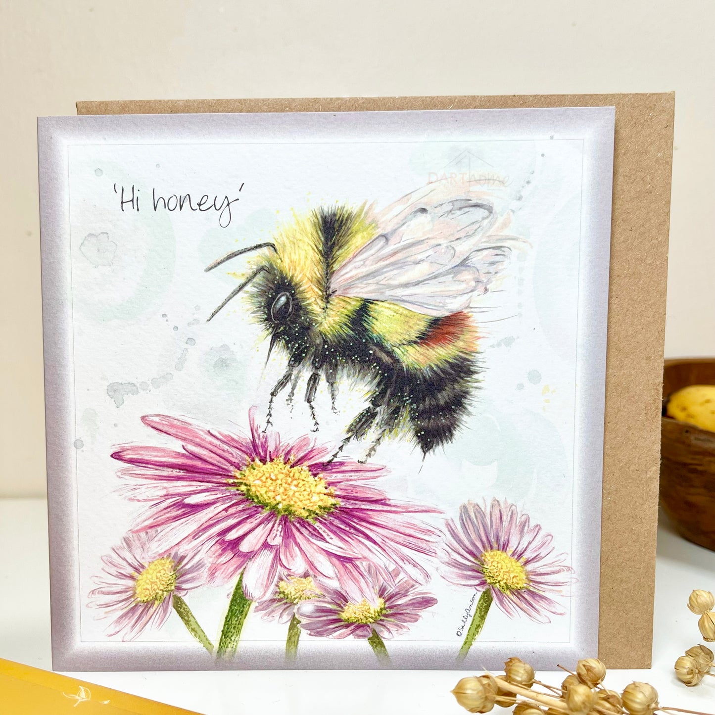 Handmade 'Hi Honey' Bees Birthday Card