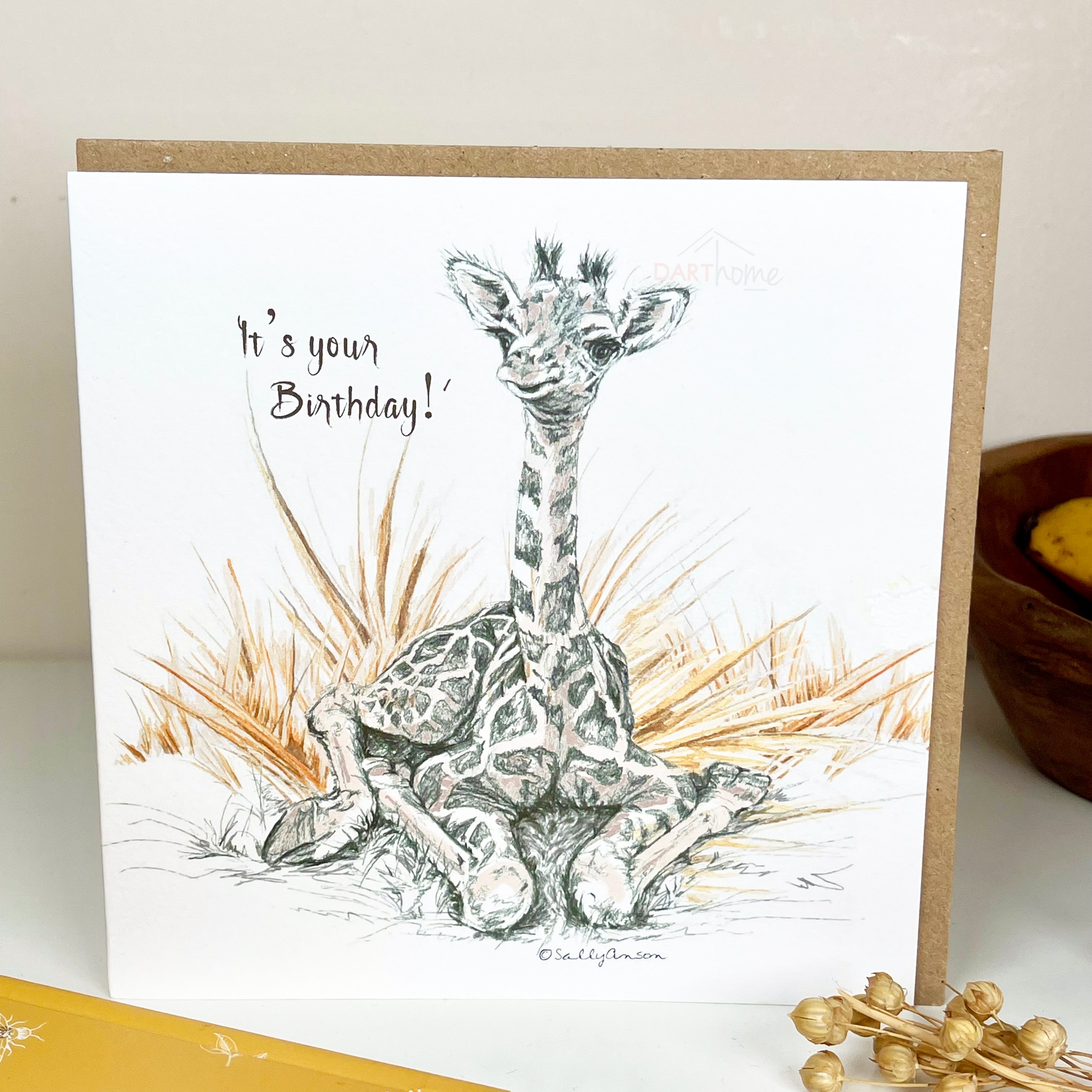 Handgefertigte „Its Your Birthday“-Giraffe-Grußkarte
