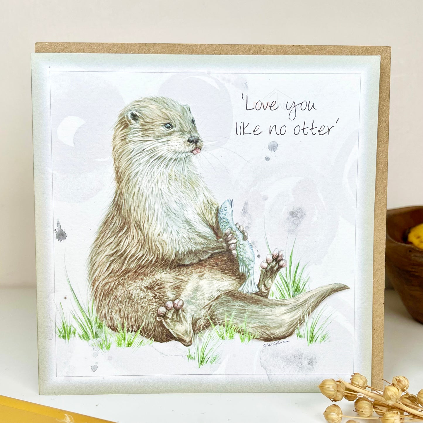 Handgefertigte „Love You Like No Otter“-Geburtstagskarte