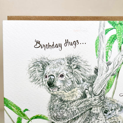 Handmade Birthday Hugs Just For You Koala Birthday Card