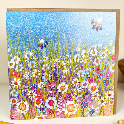 Handmade Bees In Meadow Greeting Card