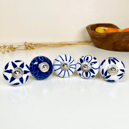 Blue Mediterranean Door Knobs Set Of 5