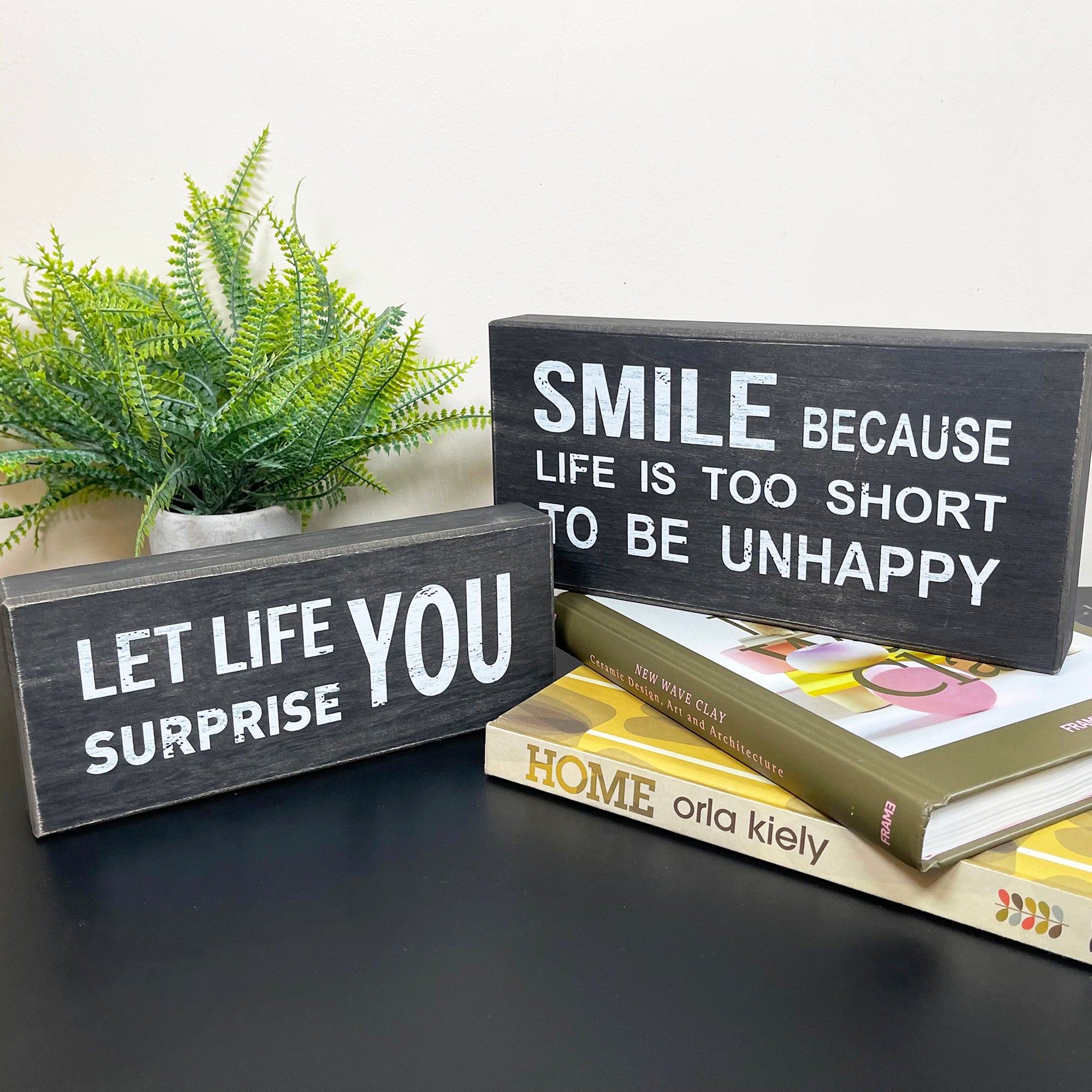 Black Sentiment Message Blocks - Set Of 2