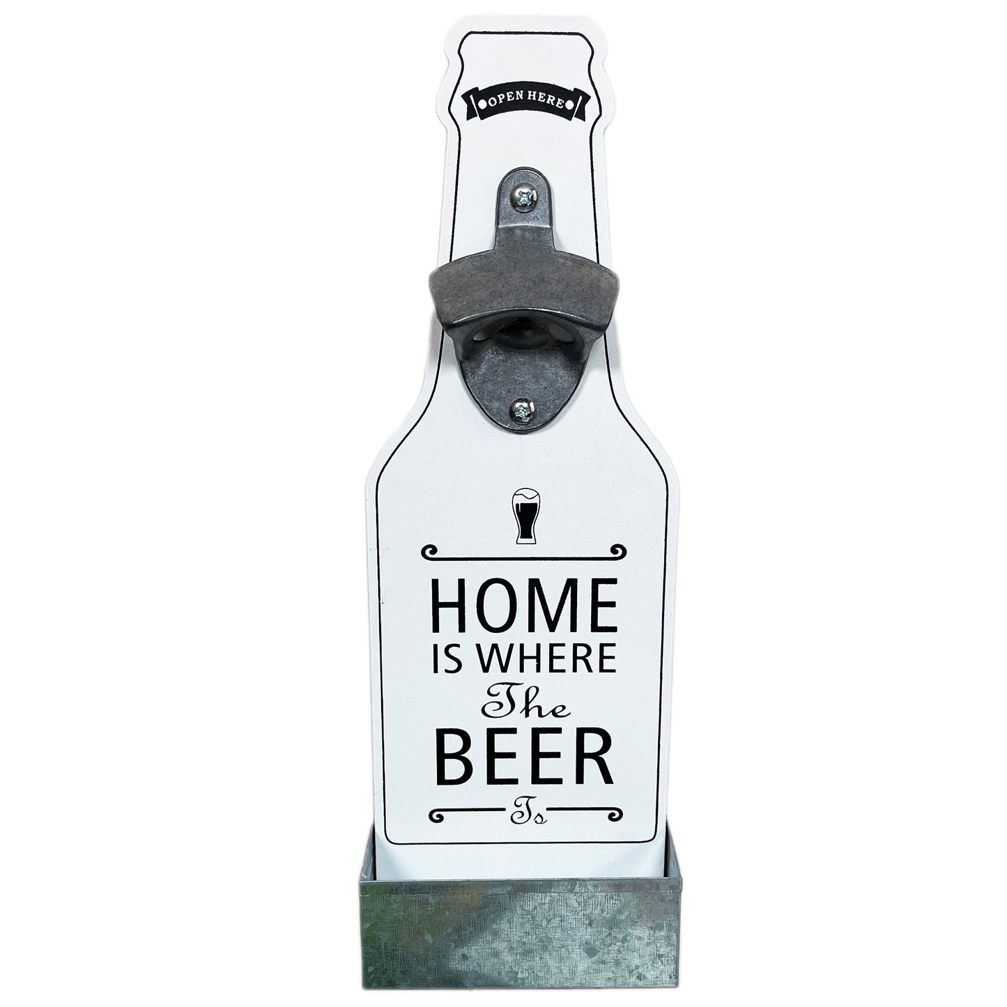 White Bottle Opener & Cap Collector - Home Is Where The Beer Is