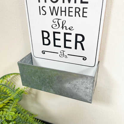 White Bottle Opener & Cap Collector - Home Is Where The Beer Is