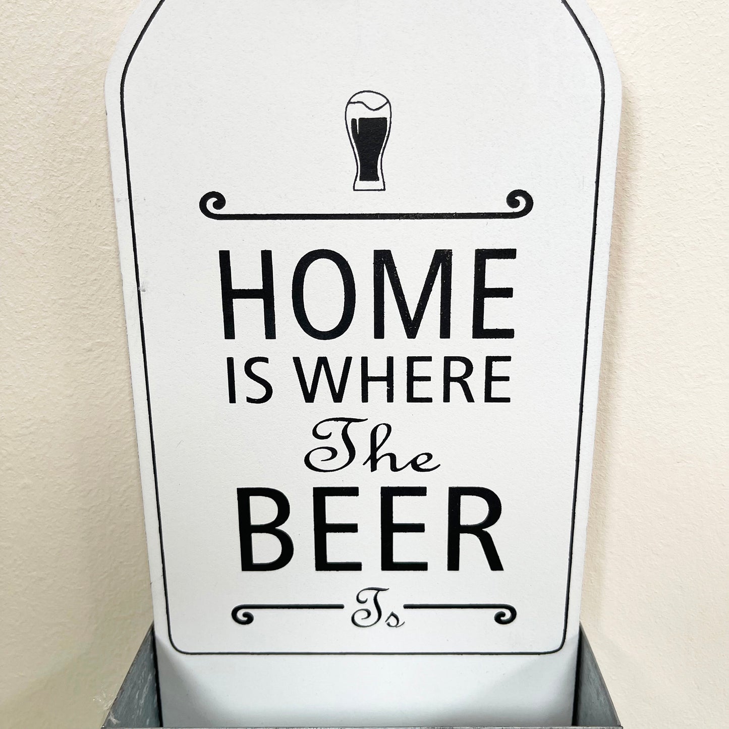 White Bottle Opener & Cap Collector - Home Is Where The Beer Is