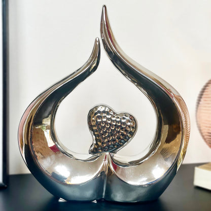 Chrome Silver Love Heart Sculpture