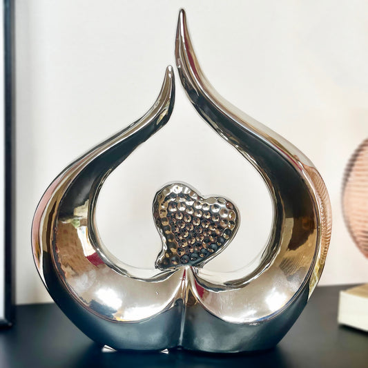 Chrome Silver Love Heart Sculpture